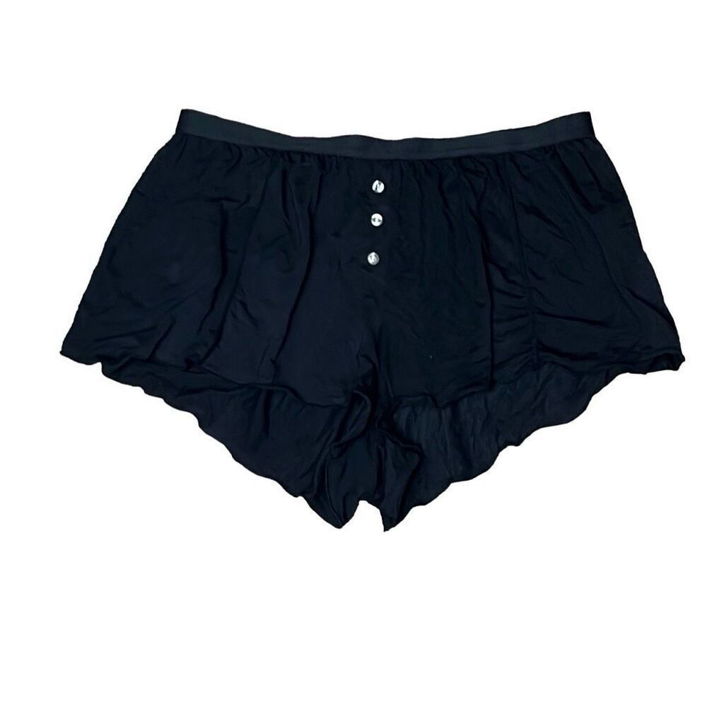 Weworewhat‎ Modal Booty Shorts Black Lettuce Hem Elastic Waist Small Casual